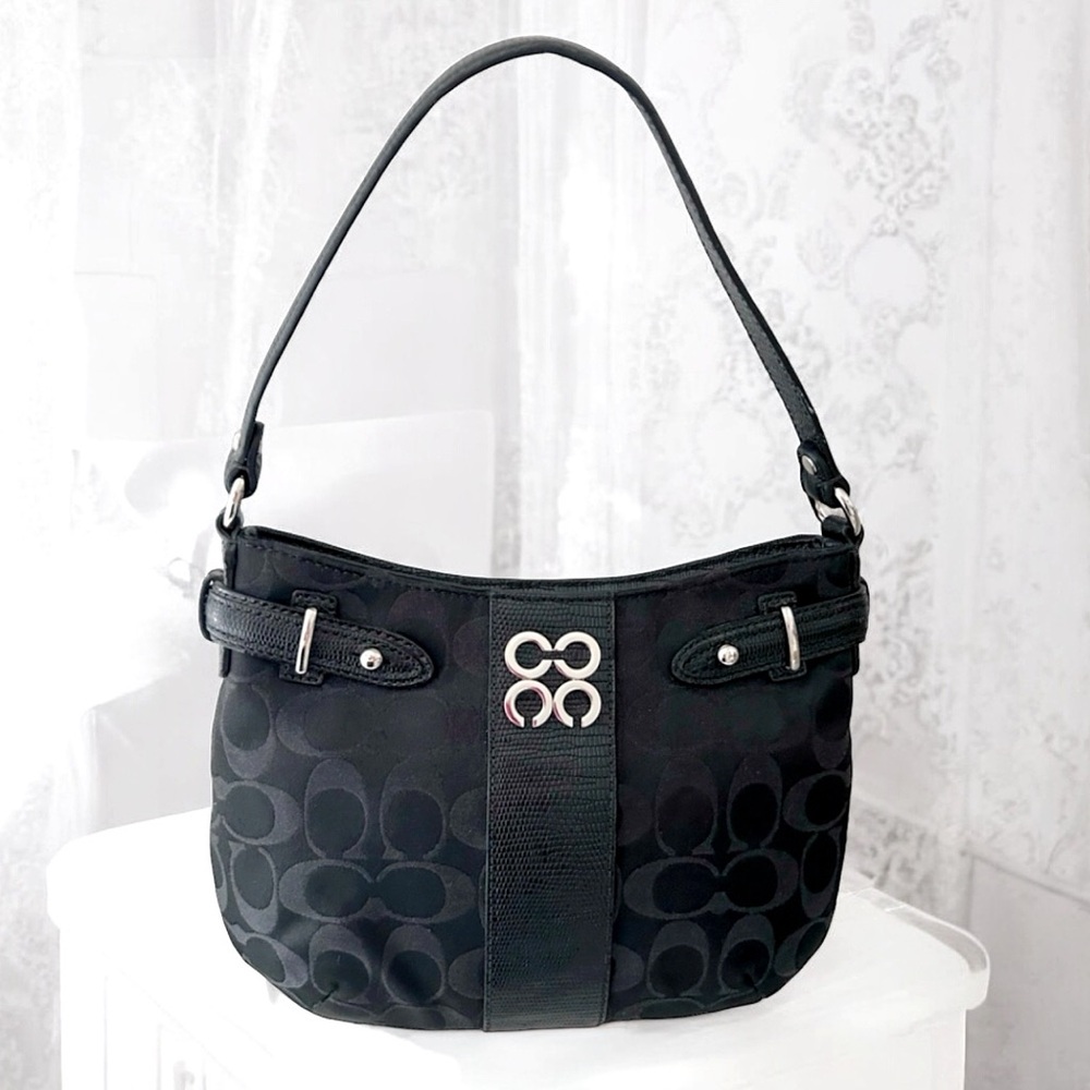 Coach Black Mini Bag with Silver Accents